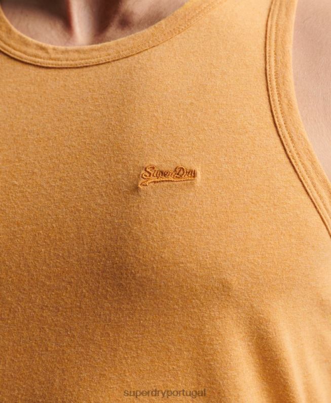 top de colete vintage de algodão orgânico homens amarelo roupas Superdry 2208H1517