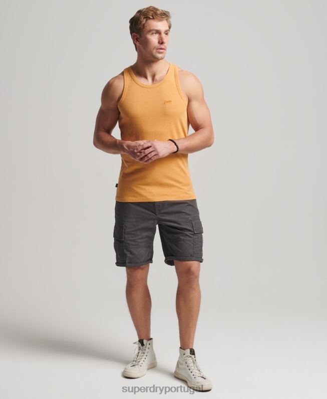 top de colete vintage de algodão orgânico homens amarelo roupas Superdry 2208H1517