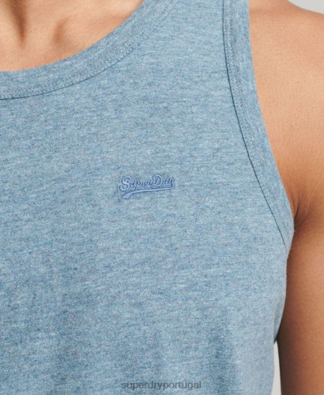 top de colete vintage de algodão orgânico homens azul roupas Superdry 2208H1482