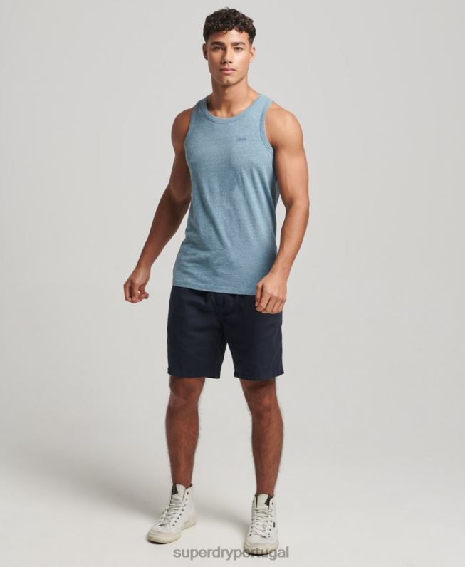 top de colete vintage de algodão orgânico homens azul roupas Superdry 2208H1482