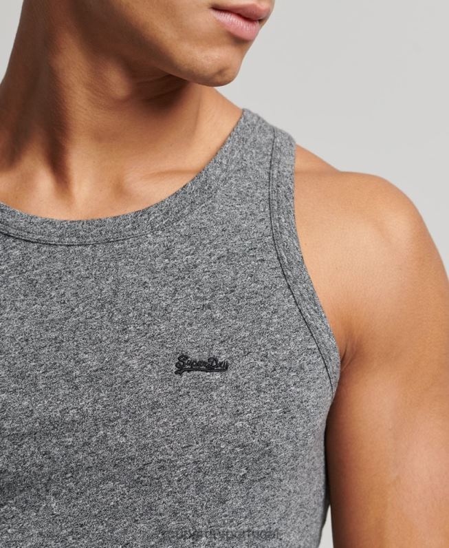 top de colete vintage de algodão orgânico homens cinza escuro roupas Superdry 2208H1502