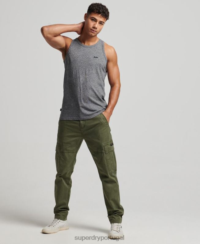 top de colete vintage de algodão orgânico homens cinza escuro roupas Superdry 2208H1502