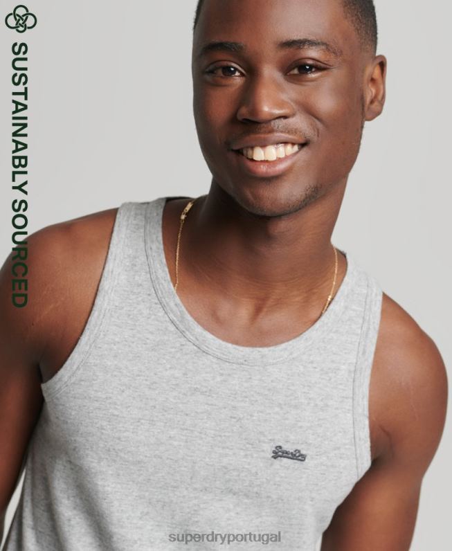 top de colete vintage de algodão orgânico homens cinza roupas Superdry 2208H1493