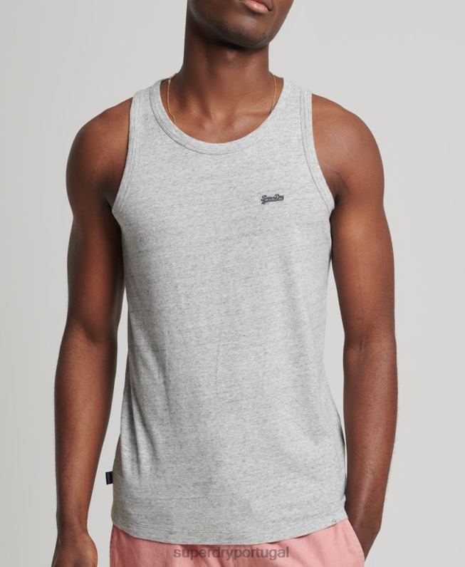 top de colete vintage de algodão orgânico homens cinza roupas Superdry 2208H1493
