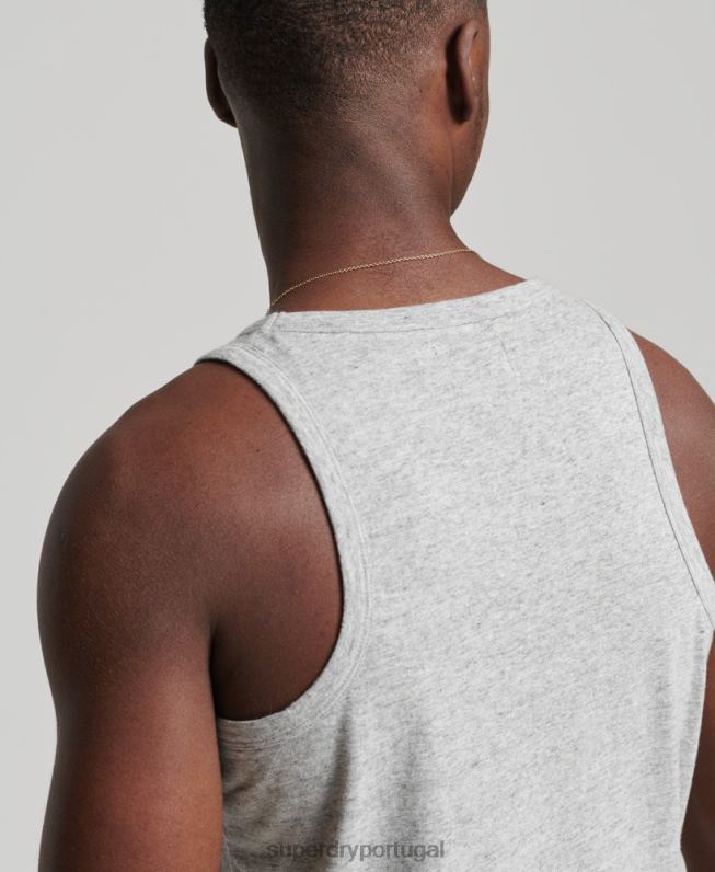 top de colete vintage de algodão orgânico homens cinza roupas Superdry 2208H1493