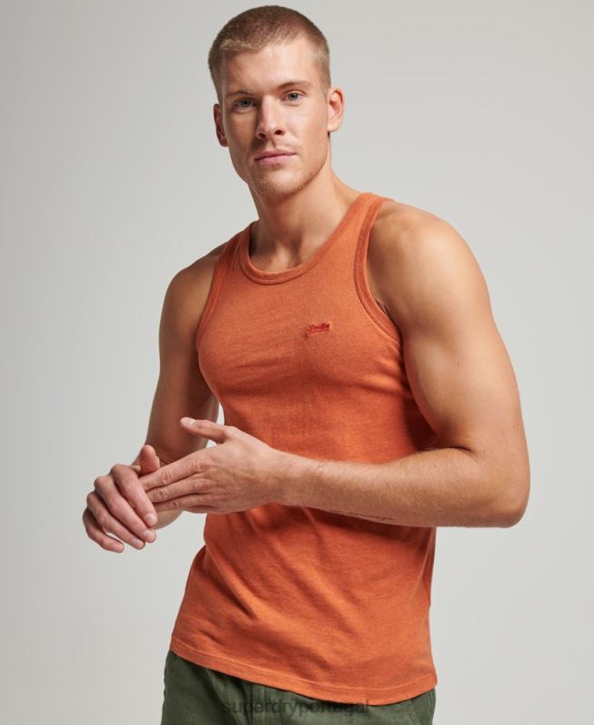 top de colete vintage de algodão orgânico homens laranja roupas Superdry 2208H1511