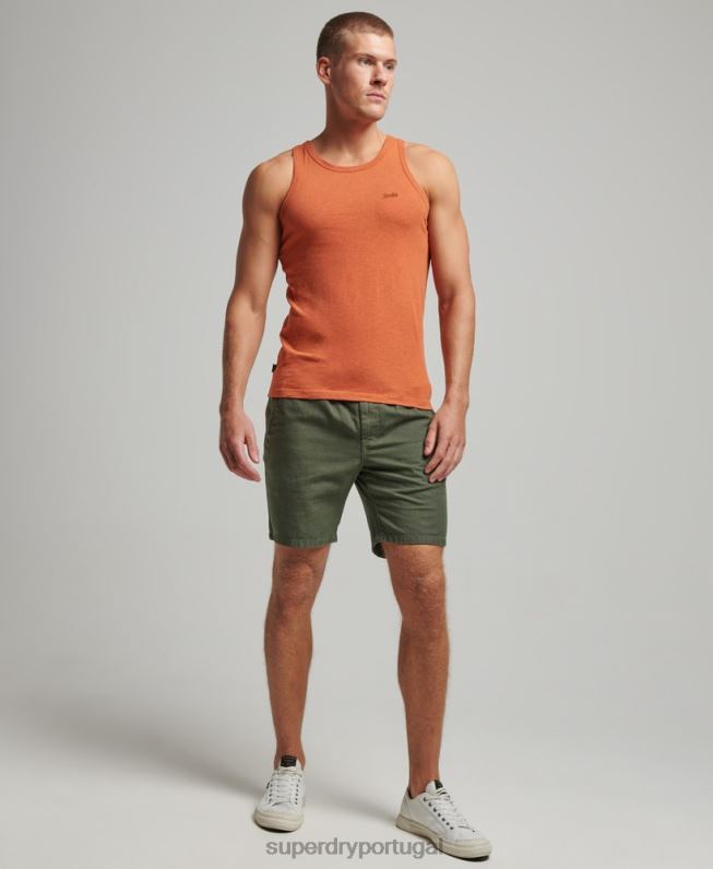 top de colete vintage de algodão orgânico homens laranja roupas Superdry 2208H1511