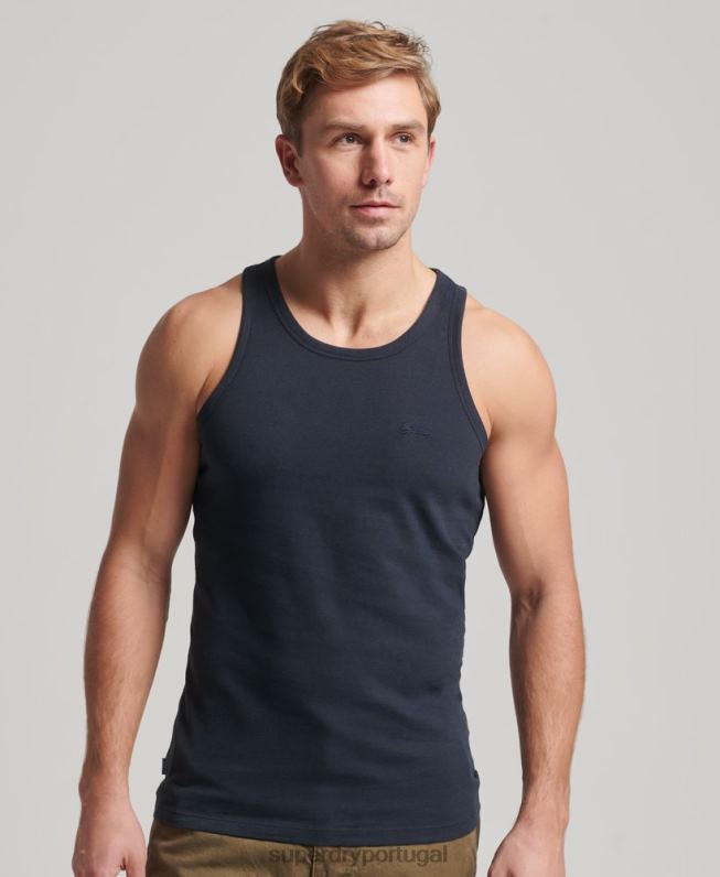 top de colete vintage de algodão orgânico homens marinha roupas Superdry 2208H1487