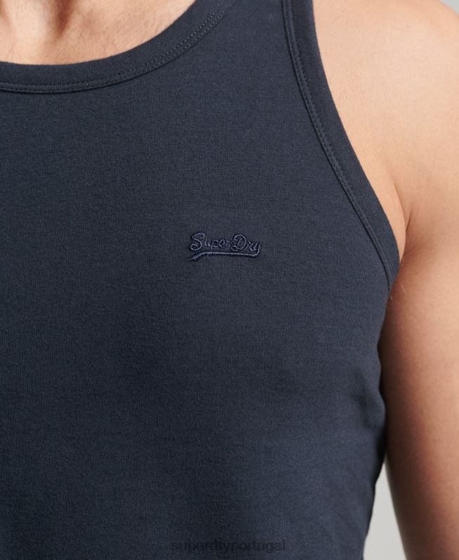 top de colete vintage de algodão orgânico homens marinha roupas Superdry 2208H1487