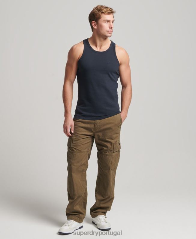 top de colete vintage de algodão orgânico homens marinha roupas Superdry 2208H1487