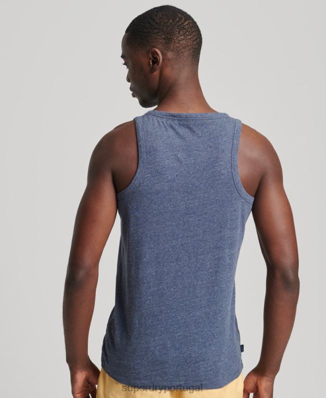 top de colete vintage de algodão orgânico homens marinha roupas Superdry 2208H1494