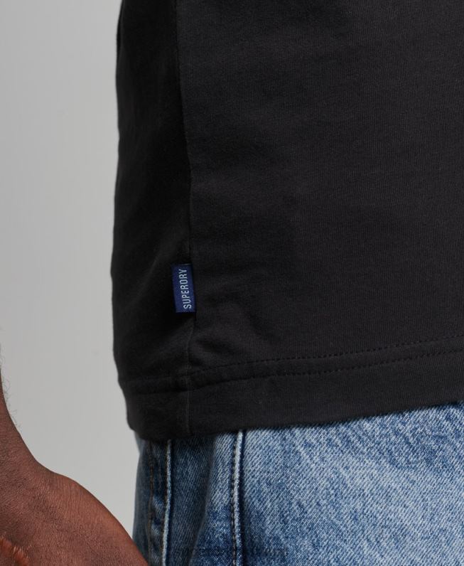 top de colete vintage de algodão orgânico homens preto roupas Superdry 2208H1500