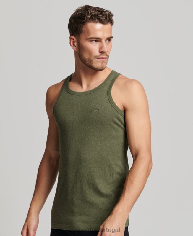 top de colete vintage de algodão orgânico homens verde roupas Superdry 2208H1472