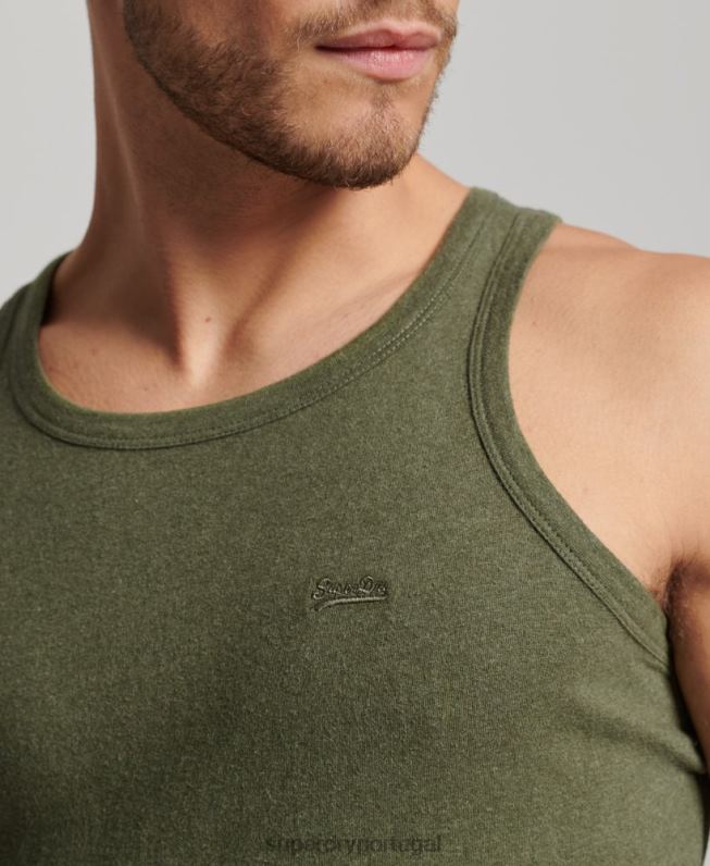 top de colete vintage de algodão orgânico homens verde roupas Superdry 2208H1472