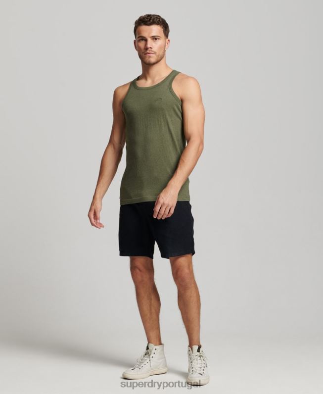 top de colete vintage de algodão orgânico homens verde roupas Superdry 2208H1472