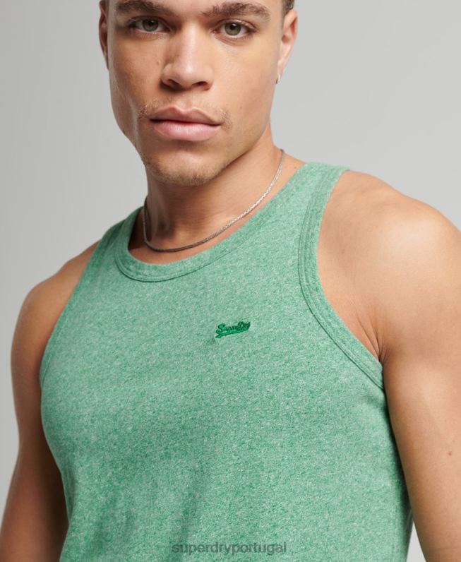 top de colete vintage de algodão orgânico homens verde roupas Superdry 2208H1535