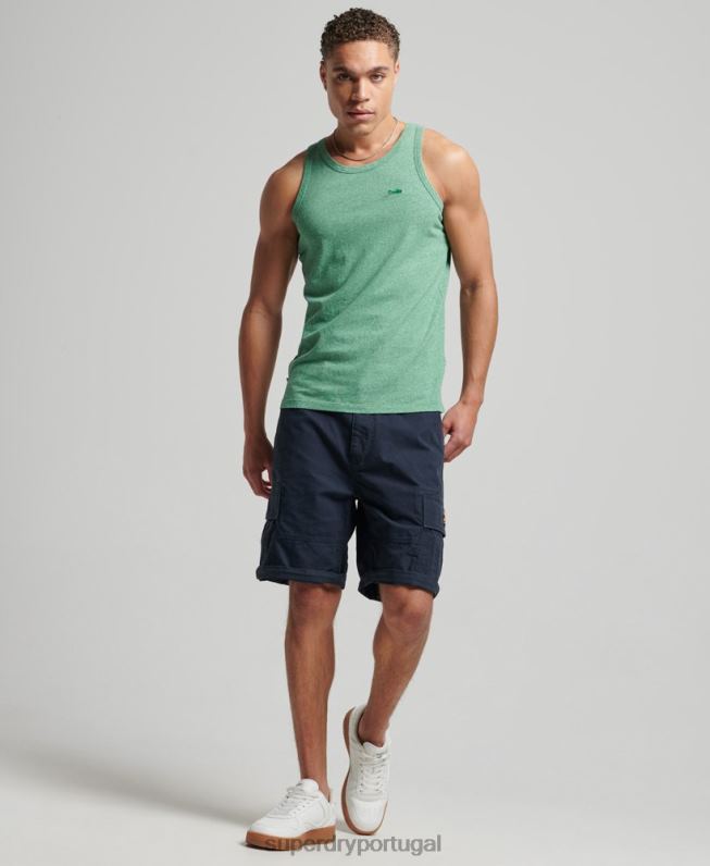 top de colete vintage de algodão orgânico homens verde roupas Superdry 2208H1535