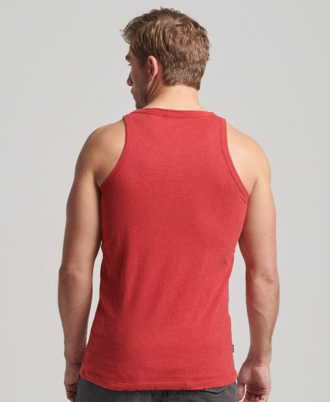 top de colete vintage de algodão orgânico homens vermelho roupas Superdry 2208H1490