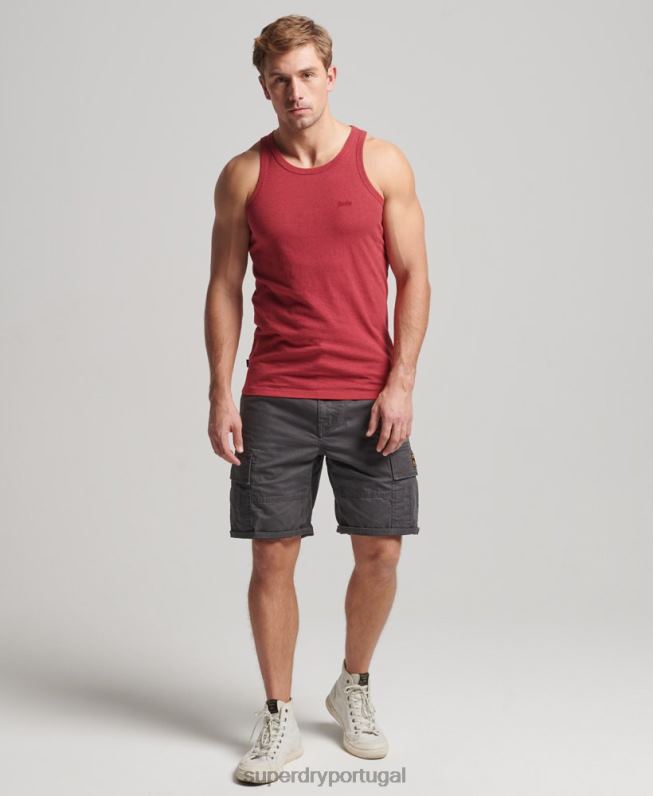 top de colete vintage de algodão orgânico homens vermelho roupas Superdry 2208H1490