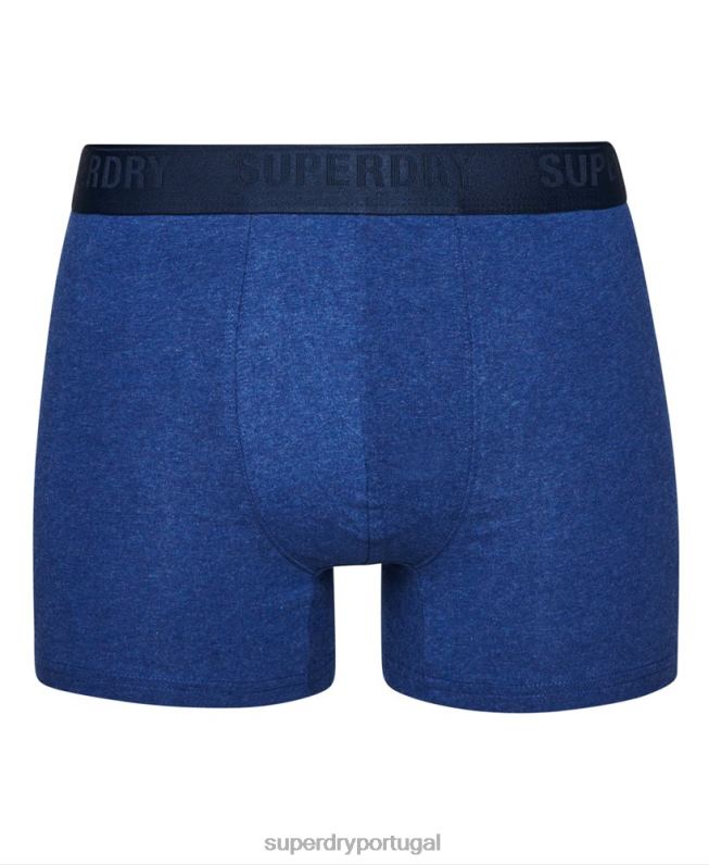 boxer de algodão orgânico multi pack triplo homens azul roupas Superdry 2208H1598