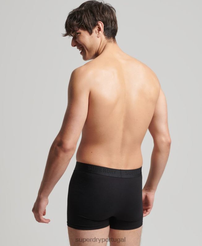 boxer de algodão orgânico multi pack triplo homens preto roupas Superdry 2208H1599
