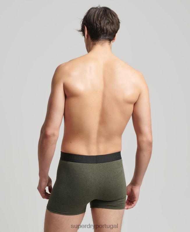 boxer de algodão orgânico multi pack triplo homens preto roupas Superdry 2208H1831