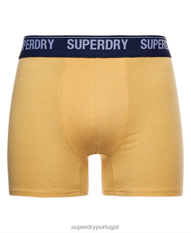 boxer de algodão orgânico pacote duplo homens amarelo roupas Superdry 2208H1749