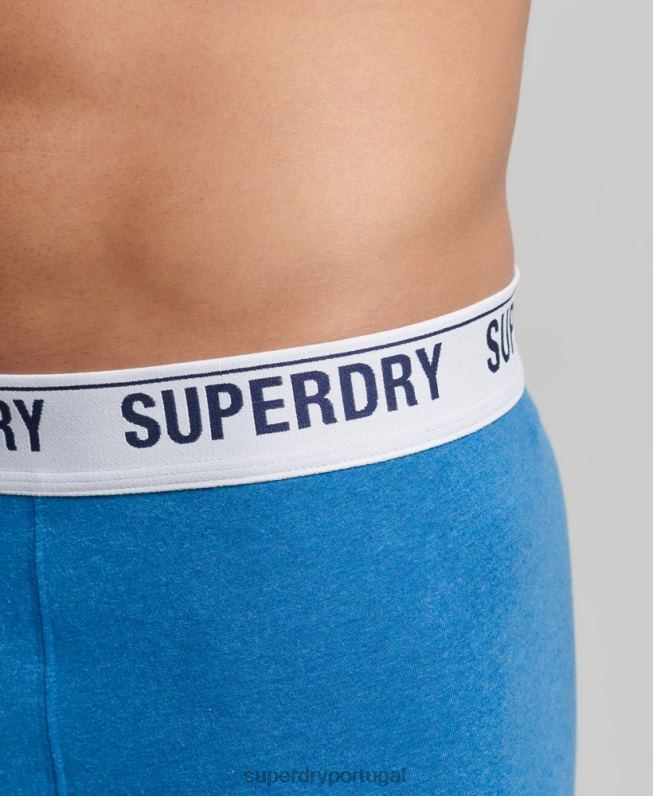 boxer de algodão orgânico pacote duplo homens azul roupas Superdry 2208H1736