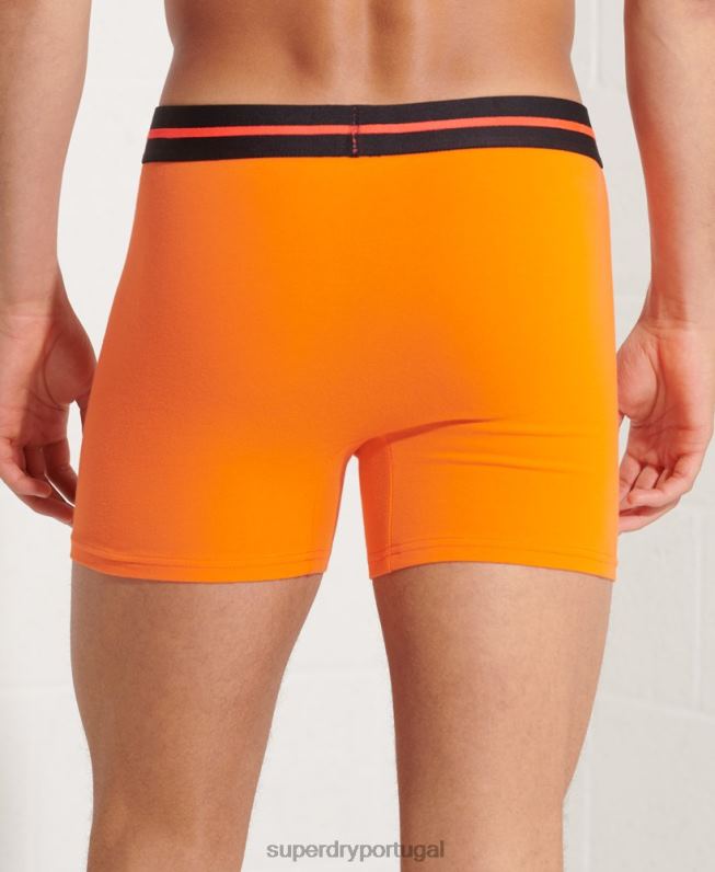 boxer de algodão orgânico pacote duplo homens laranja roupas Superdry 2208H1881