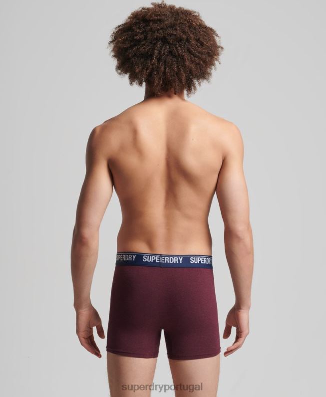 boxer de algodão orgânico pacote duplo homens vermelho roupas Superdry 2208H1833