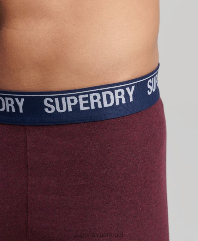 boxer de algodão orgânico pacote duplo homens vermelho roupas Superdry 2208H1833