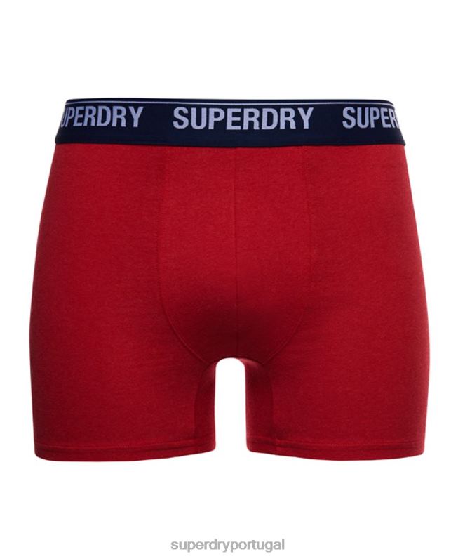 boxer de algodão orgânico pacote duplo homens vermelho roupas Superdry 2208H1833
