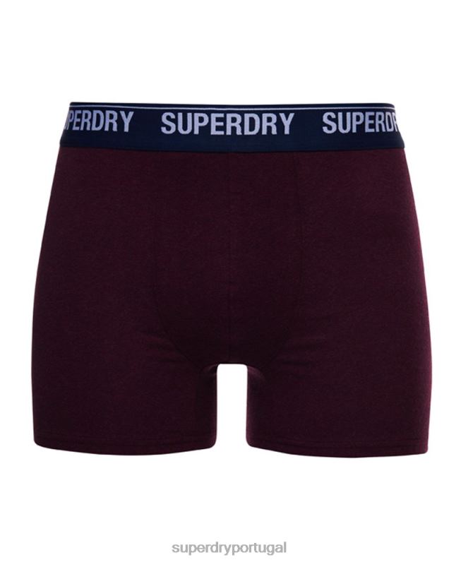 boxer de algodão orgânico pacote duplo homens vermelho roupas Superdry 2208H1833