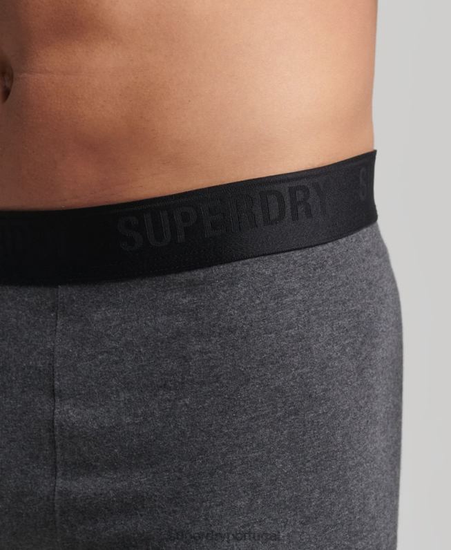 boxer de algodão orgânico pacote triplo homens cinza roupas Superdry 2208H1744