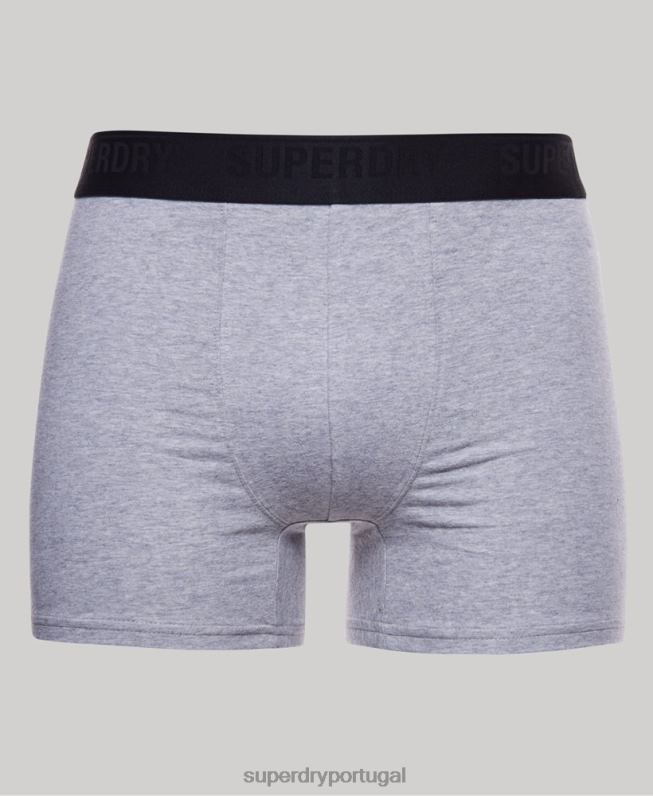 boxer de algodão orgânico pacote triplo homens cinza roupas Superdry 2208H1744