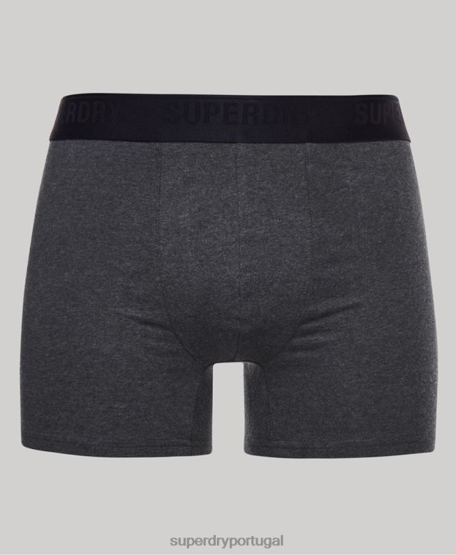 boxer de algodão orgânico pacote triplo homens cinza roupas Superdry 2208H1744