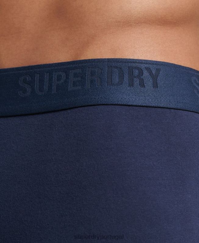 boxer de algodão orgânico pacote triplo homens marinha roupas Superdry 2208H1600