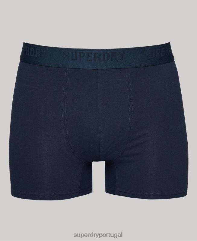 boxer de algodão orgânico pacote triplo homens marinha roupas Superdry 2208H1600