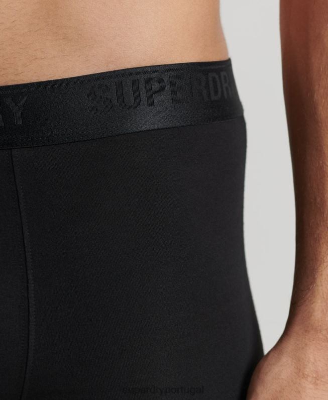 boxer de algodão orgânico pacote triplo homens preto roupas Superdry 2208H1617