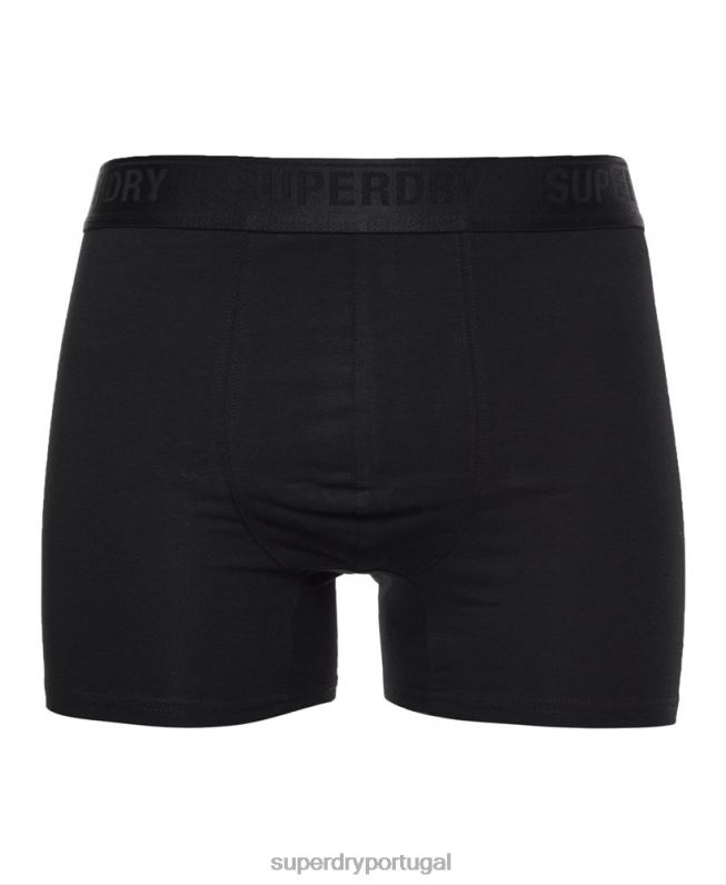 boxer de algodão orgânico pacote triplo homens preto roupas Superdry 2208H1617