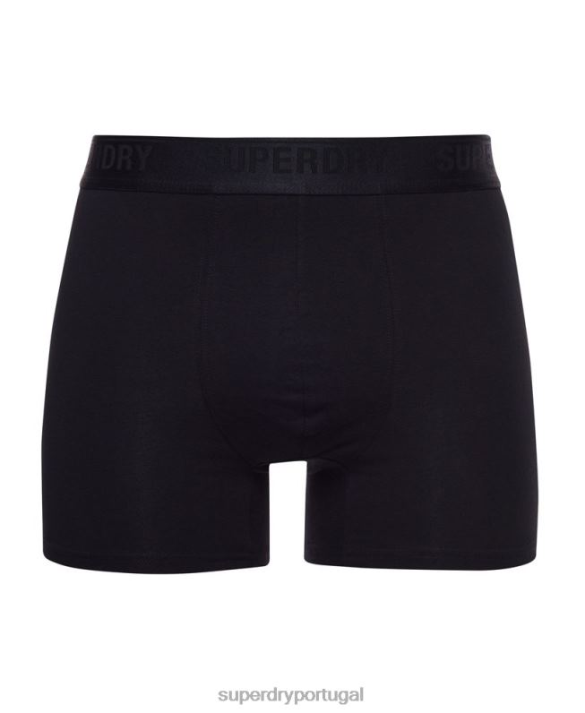 boxer de algodão orgânico pacote triplo homens preto roupas Superdry 2208H1622