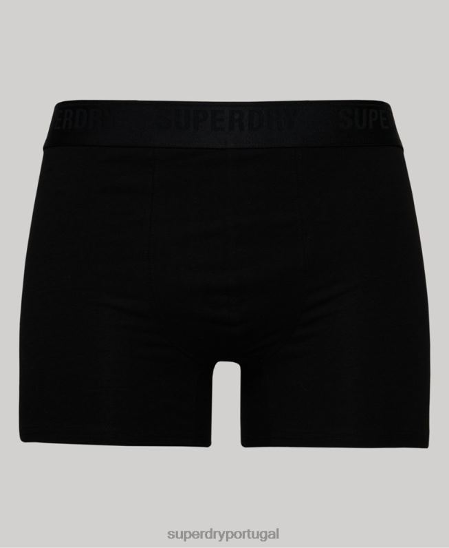 boxer de algodão orgânico pacote triplo homens preto roupas Superdry 2208H1820