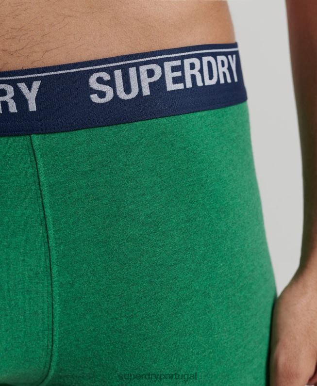 boxer de algodão orgânico pacote triplo homens verde roupas Superdry 2208H1667