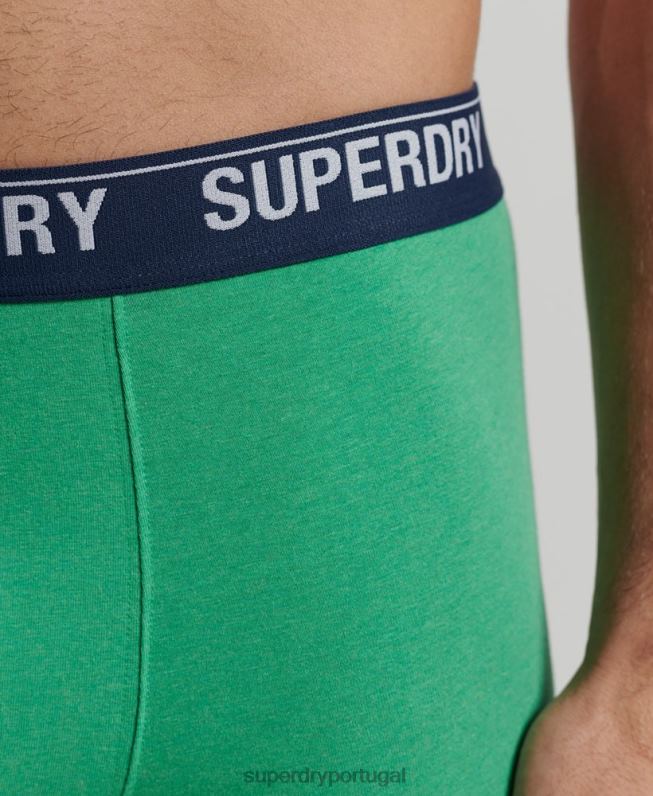 boxer de algodão orgânico pacote triplo homens verde roupas Superdry 2208H1667