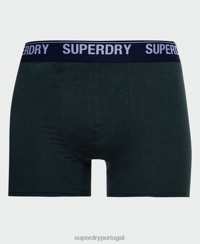 boxer de algodão orgânico pacote triplo homens verde roupas Superdry 2208H1667
