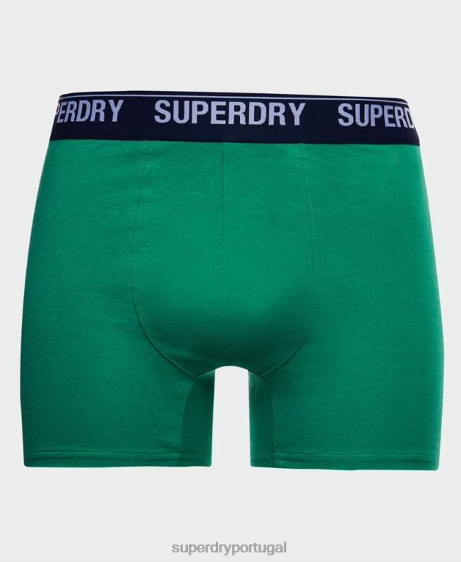 boxer de algodão orgânico pacote triplo homens verde roupas Superdry 2208H1667