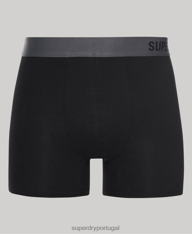 embalagem dupla de boxer offset de algodão orgânico homens preto roupas Superdry 2208H1824