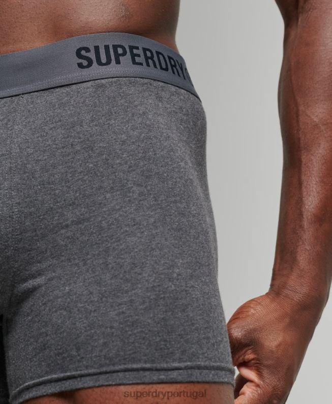 embalagem dupla de boxer offset de algodão orgânico homens preto roupas Superdry 2208H1824