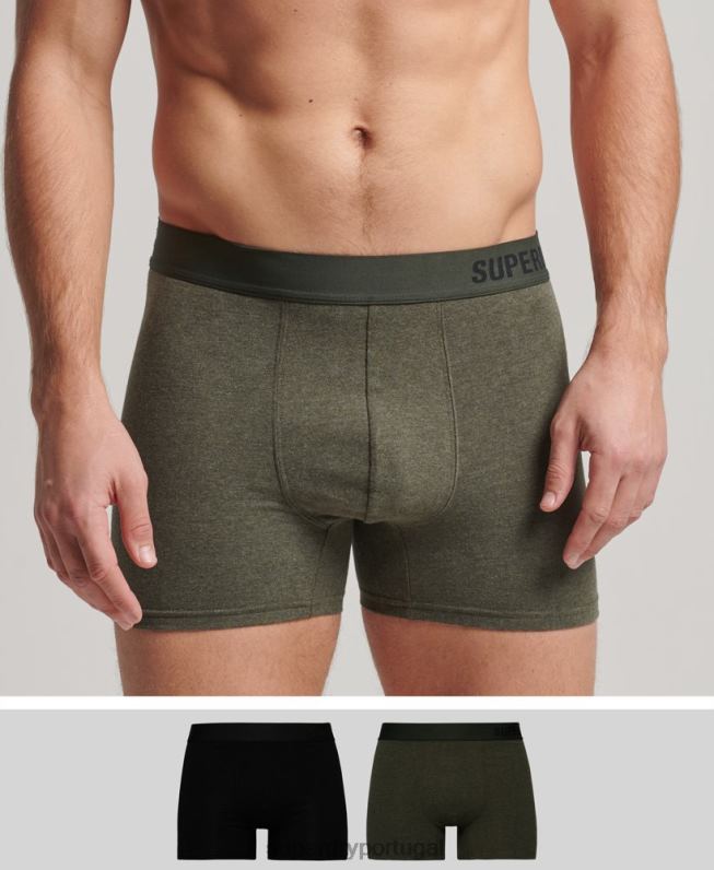 embalagem dupla de boxer offset de algodão orgânico homens preto roupas Superdry 2208H1864