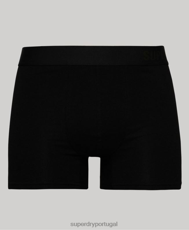 embalagem dupla de boxer offset de algodão orgânico homens preto roupas Superdry 2208H1864